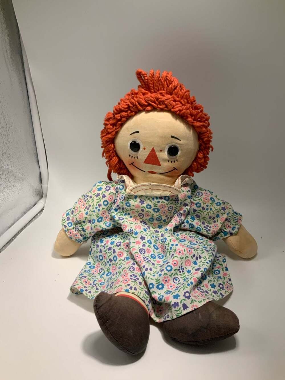 Vintage 14” Raggedy Ann Doll In Original Outfit Knickerbocker Musical Wind Up